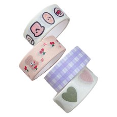 SolRoom 印花紙膠帶 4入, 1組, 格紋款+愛心款+櫻桃熊款+卡通人物款