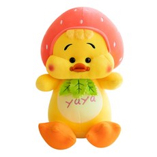 Haesol 水果帽鴨睡覺娃娃, 1個, 草莓紅