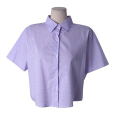 LINDASHOP 女款直條紋短袖短版襯衫 NB2059K25