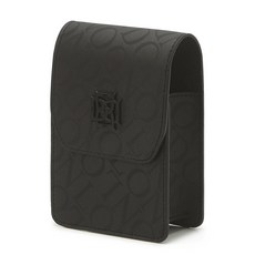 DAKS 正面印有徽標的豪華皮革測距儀外殼, 黑色, DGGF2E405-01