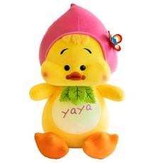 Haesol 水果帽子鴨動物角色睡眠附件娃娃, 1個, 粉紅色(桃色)