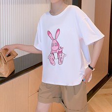 어디에나 편안하게 입을수 있는 임산부 토끼 티셔츠 + 반바지 세트