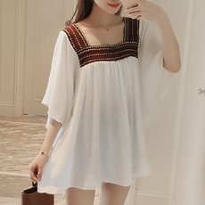 Aihop大尺寸民族風雪紡衫