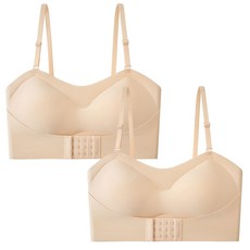 메이크포 편안한 노와이어 끈 탈부착 브라 2p