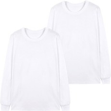 TS7 男女通用純棉羅紋長袖T恤 2件組, 白色