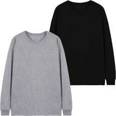 TS7 남녀공용 순면 시보리 통기성 긴팔 면티셔츠 2종 세트