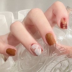 순잠 뷰티풀 컬러풀 네일팁, 44 버터플라이 브라운(HS-134), 1개