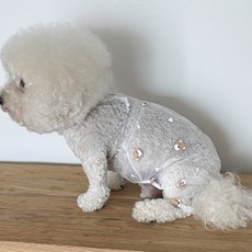 bydamsoomi 寵物小熊亮點連身衣, 白色