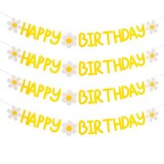 PARTYSHOW 雛菊生日派對掛旗, 4個, 黃色