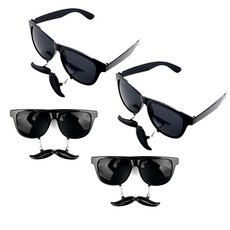 PARTYSHOW 鬍子眼鏡 2入 + 2號鬍子 2入 組, 1套, 混色