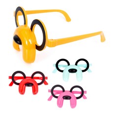 PARTYSHOW 老皮派對眼鏡 4入, 1組, 藍色+黃色+粉色+紅色