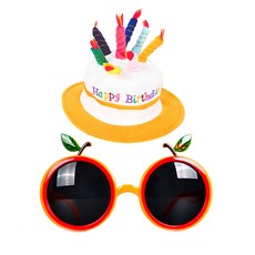 PARTYSHOW 蛋糕帽 + 橘色眼鏡組合, 1套, 橘色(帽子)