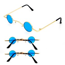 파티쇼 레트로 미니안경 금테, 3개, 블루