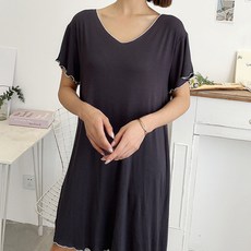 얇은 라인 프릴 빅사이즈 반팔 잠옷 임산부 원피스