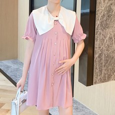 빅리본카라 주름 원피스