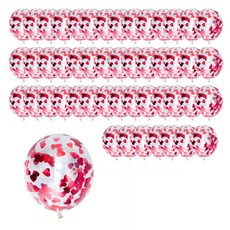 PARTYSHOW 愛心亮片派對氣球, 紅色, 50個