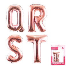 PARTYSHOW 字母鋁箔氣球 QRST 大, 玫瑰金, 1套