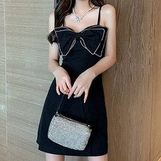 비비에모 빅리본 끈나시 슬림핏 섹시 미니 원피스 01529