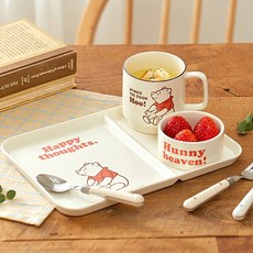 迪士尼小熊維尼早午餐餐具3件組, 盤子 + 迷你碗 + 馬克杯, 混合色, 3個