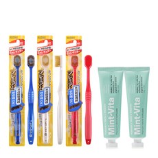 EBiSU 惠百施 優質護理6排寬頭牙刷 61 隨機出貨 3入+Original薄荷維他牙膏 120g 2入組, 1套