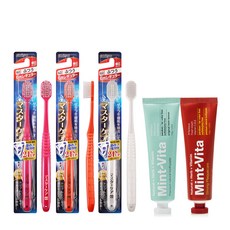 EBiSU 惠百施 Master Care牙刷 隨機出貨 3入 + 原味薄荷維他命牙膏 120g + 強效薄荷維他命牙膏 120g 組合, 1套