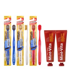 EBiSU 惠百施 6排寬頭牙刷61 3入 隨機出貨+牙菌斑護理薄荷牙膏 120g 2入, 1套