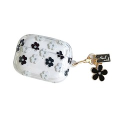 태드로마켓 플라워 에어팟프로 투명케이스, 흑백꽃