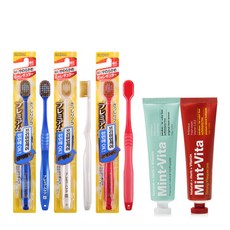 EBiSU 惠百施 6排寬頭牙刷61 3入 隨機出貨+經典薄荷牙膏 120g+牙菌斑護理薄荷牙膏 120g, 1套