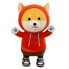 帽T狗狗造型抱枕玩偶, 紅色柴犬