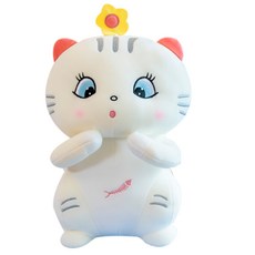 해솔 파란 눈 꽃 고양이 대형 안고 자는 애착 바디필로우 인형, 화이트, 1개