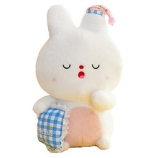 Haesol 兔子角色大號身體抱枕麻糬睡覺附件玩偶, 白色 靠墊款