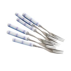 LOKO LIVING 格紋陶瓷迷你叉, 6個, 粉紅色