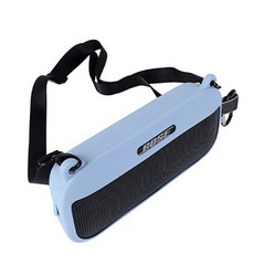 GRAYCO BOSE SoundLink Flex 專用矽膠防撞保護殼 + 肩背帶 + 登山扣套組, 天空藍