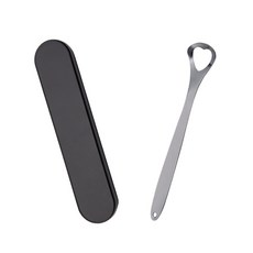 不鏽鋼舌苔清潔器 硬型+收納盒組 黑色 50g, 1套