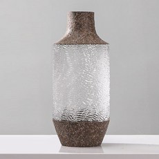 棕色復古玻璃瓶花瓶, 棕色+透明