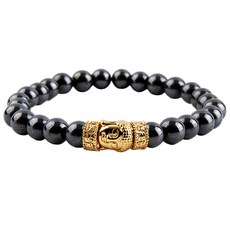 Energetic Stone釋迦曼字磁鐵手鍊 金鍍 L 8mm, 1個