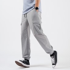 디엘크리 남성용 냉감 통기성 썸머 아이스 카고 밴딩 조거 팬츠