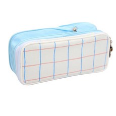 Design L 格紋鉛筆盒, 1個, 藍色