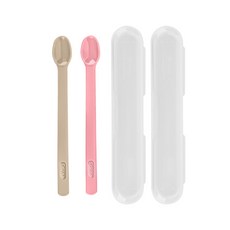 Edison 矽膠副食品湯匙組 第一階段, 米色+粉色, 1組