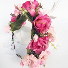 Get It Blue新娘波西米亞風森林頭飾花冠, 2個, 深粉色