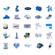 글로리빙 블링블링 홀로그램 DIY 다꾸 스티커 25종 x 2p 세트, 썸머블루, 1세트