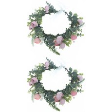 Get It Blue新娘森林花髮飾婚禮花冠, 2個, 粉色的