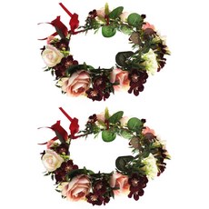 겟잇블루 新娘森林手工頭飾婚禮花冠, 紅色, 2個