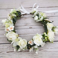 Get it Blue 新娘森林花朵裝飾婚禮髮飾派對花冠, 2個, 白色