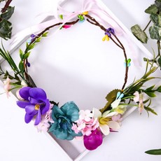 Get It Blue新娘頭飾手工婚禮花冠, 2個, 紫色+綠色