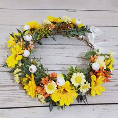 Get It Blue新娘小雛菊花叢髮飾花冠, 2個, 黃色