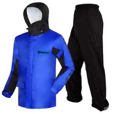 난시 남성용 바이크 경량 우비 상하 세트 LS001, 블루