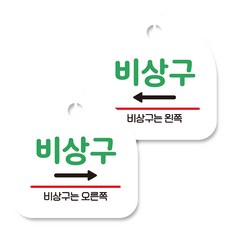 뭉키데코 고리형 안내표지판 화이트 2종 세트, 비상구 오른쪽, 비상구 왼쪽, 1세트