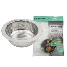 Kitchen-Art 不鏽鋼穿孔圓形水槽排水網+水槽濾網袋 30入組, 1組, 混色
