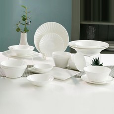 韓國陶瓷科斯塔白色家居 22 件套, 白色的, 22p